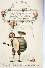 Du suchst noch ein geschenk zum geburtstag? 16237 Kitsch Ak Geburtstagswunsche Gepragt Kind Mit Trommel Blumen Um 1915 Ebay