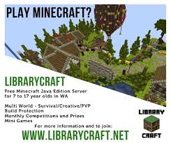 Pvp is not for everyone, we fully understand that! Albany Public Library Big News For Minecraft Players Librarycraft Is A Free Online 24 7 Minecraft Server For All Wa Kids Aged 7 To 17 For The Minecraft Savvy There Are Both