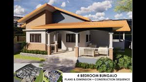 4 bedroom bungalow 14m x 14 5m house design idea youtube house styles bungalow house design house design