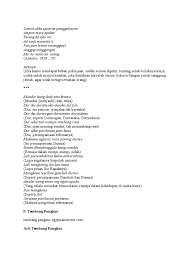 Tembang itu tertulis dalam serat wedhatama pupuh pertama, pangkur, bait kedua. Tembang Pdf