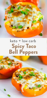 Spicy Taco Stuffed Bell Peppers Keto Low Carb In 2020 Stuffed Peppers Stuffed Bell Peppers Spicy Tacos