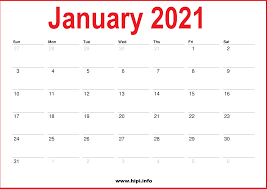 Free january 2021 printable monthly calendar wall. 2021 January Calendar Printable Monthly Calendar Hipi Info Calendars Printable Free