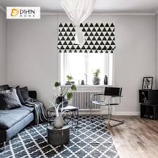 Black And White Roman Shades Dihin Home Black Triangle Printed Roman Shades Easy Install Washable Curtains Customized Window Curtain Drape 24 W X 64 Window Shades Living Room Decor Home