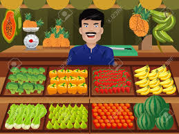 Illustration De Vendeur De Fruits Dans Un Marche Fermier Illustration Fermier Banque Image