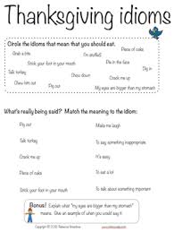 Thanksgiving Idioms This Free Printable Contains Lots Of Fun Idioms Such As Talk Turkey And I Writing School Speech Therapy Activities Speech And Language