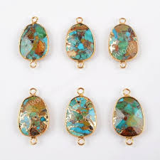 Wholesale Gold Plated Natural Copper Turquoise Faceted Etsy Turquoise Gemstone Gemstone Charms Beaded Boho Jewelry