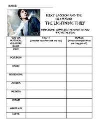 Percy Jackson And Lightening Thief Worksheets Teaching Resources Tpt