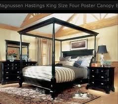 Hardy and sophisticated in style, the bed makes a statement in a traditional boudoir. Magnussen Hastings Queen Size Canopy Poster Bedroom Set Black Ebay