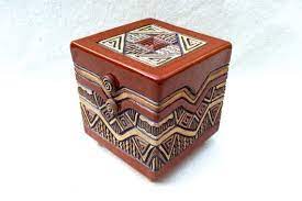 Thermocole granite tile packing boxes are used to pack and transit tiles carved and polished out of worthy granite to avoid transit damage such as cracks and scratch. Aztec Lidded Slab Pottery Box Hand Built Hand Carved Sienna Red Brown Tan Buttons Earthy Geometric Tria Slab Pottery Hand Built Pottery Pottery