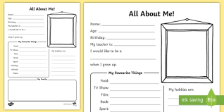 All about me worksheets first day of school, all about me worksheets free and all about me preschool worksheet. All About Me Worksheet Back To School Primary Resource
