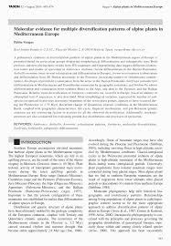 PDF) Molecular Evidence for Multiple Diversification Patterns of Alpine  Plants in Mediterranean Europe