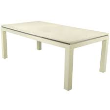 White Lacquer And Linen Wrapped Parsons Dining Table Dining Table Table Furniture