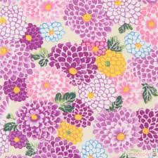 Futakoshi Chirimen Fabric In Cream With Flowers Japanese Fabric Fabric Flowers Fabric