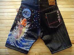 FULLY AWESOME Sugoi Denim Short Jeans Japanese Tattoo Style. MAN I want to  buy these for Calvin! Or Ryan. But Calvin has a s… | Japanese tattoo, Mens  fashion, Style