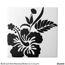 Black And White Hawaiian Flowers Tile Zazzle Com Hawaiian Flower Drawing Hawaiian Applique Quilt Hawaiian Flowers
