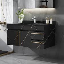 New arrivals (591) on sale (59) vanity style. Modern 35 Black Floating Bathroom Vanity Wall Mount Ceramic Single Sink Vanity