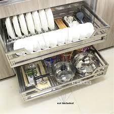 The pull out trash can options i list in my review will often have multiple options or part numbers for the size of cabinet you have. Fgll 001 Double Deck Pull Out Basket 201 304 Stainless Steel Dish Drawer Kitchen Cabinet Basket Hydraulic Damping Square Tube Kitchen Cabinet Storage Aliexpress