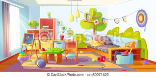 Tell your child she can help you. Mess In Kids Room Messy Child Bedroom Interior Mess In Kids Room Messy Empty Child Bedroom Interior With Unmade Bed And Canstock
