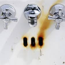 Here are a couple of suggestions from hunker web site: How Does Hard Water Form Rust Stains In Your House