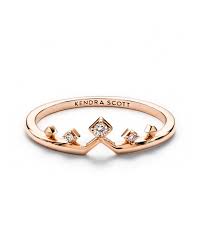 Michelle 14k Rose Gold Band Ring White Diamond 5 Kendra Scott