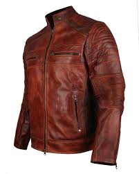 Vintage Brown Waxed Biker Men S Leather Jacket Glamor Leather Cafe Racer Leather Jacket Brown Leather Jacket Brown Leather Jacket Men