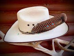 Custom Hat Feather Rare Mottled Wild Turkey Wing Hand Painted Etsy Painted Cowboy Hats Custom Hats Painted Turkey