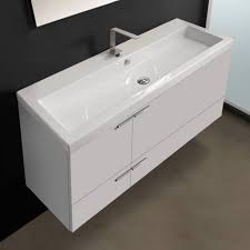 Maybe you would like to learn more about one of these? Acf Ans1359 By Nameek S New Space 47 Inch Glossy White Bathroom Vanity With Fitted Ceramic Sink Wall Mounted Lighted Medicine Cabinet Included Thebathoutlet
