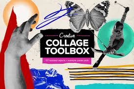 Download Creative Collage Toolbox In Design Elements On Yellow Images Creative Store PSD Mockup Templates