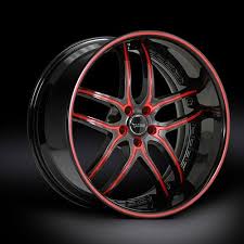 Black And Red Wheels Black Di Forza Bs2 Black Red Accent Black Lip Red Stripe Wheel Rims Wheel Rims