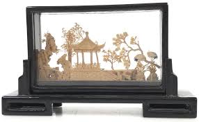 An early 20th century chinese carved cork and box wood diorama. Lot Vtg Chinese Hand Carved Miniature Cork Diorama