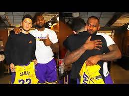 Everyone make a huge deal out of it when it happens with tom brady in the nfl. Lebron James Gives Devin Booker Respect With A Signed Jersey After Game Game 6 Lakers Vs Suns Youtube