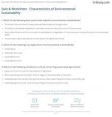 Quiz Worksheet Characteristics Of Environmental Sustainability Study Com