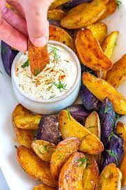 Roasted Fingerling Potatoes With Craveable Sauce Recipe Roasted Fingerling Potatoes Fingerling Potatoes Recipes Food