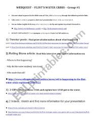Flint Water Crisis Webquest Part 1 Esl Worksheet By Frankzerbib