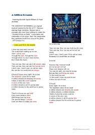 I close my eyes and i can see. A Million Dreams English Esl Worksheets For Distance Learning And Physical Classrooms