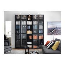 Black Billy Bookcase With Glass Doors Billy Oxberg Bookcase Black Brown 78 3 4x11 3 4x93 1 4 Ikea In 2020 Bookcase With Glass Doors Bookshelves In Living Room Home Office Design