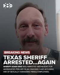 A North Texas sheriff accused of sexual harassment and abuse of office is  facing a new felony charge after allegedly lying under oath. MORE:  https://www.wfaa.com/article/news/crime/sheriff-adam-king-johnson-county-arrested-perjury-charge-sexual  ...