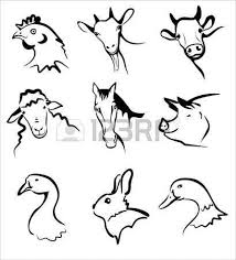 Farm Animals Collection Of Symbols In Simple Black Lines Farm Animals Baby Animal Nursery Animal Drawings