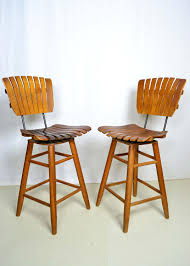 Reserved For Rh Pair Of 1950s Mid Century Modern Wood Slat Swivel Chairs Barstools In Manner Of Arthur Umanoff Mid Century Modern Wood Bar Stools How To Antique Wood