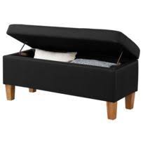 Idimex Banc De Lit Lille Coffre De Rangement Avec Assise Pouf Capitonne Bout De Lit Avec Pieds Conique En Bois Structure Mdf Et Tissu Noir Pas Cher Achat En