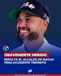 El alcalde del municipio de Nagua, en la provincia María Trinidad Sánchez, Junior  Peralta, resultó gravemente herido en un accidente de tránsito ocurrido en  el cruce de Monte Plata. Según informaciones preliminares,
