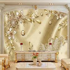 Custom 3d Wallpaper European Luxury Golden Flower Jewelry Photo Mural Wall Covering Living Room Tv Home Decoration Wall Cloth Aliexpress In 2020 Custom Photo Wallpaper Living Room Murals Photo Mural Wall