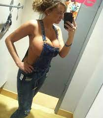 53 hot busty blonde in overalls sexy side boob 58ssbp - Thesexier