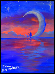 Glow Moon Wine Painting Wine Paint Party Kids Painting Party