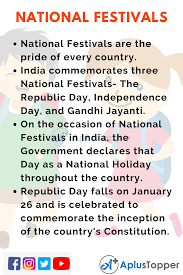 The celebration theme is spirit of union, and it has been the same for the last numerous years. 10 Lines On Importance Of National Festivals Of India For Students And Children In English A Plus Topper