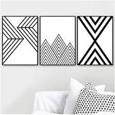 5 out of 5 stars with 1 ratings. Amazon Com Wttfbh Canvas Wall Art Black White Geometric Lines Mountain Wall Art Canvas Painting Posters And Prints Wall Pictures For Living Room Home Decor Unframed 3 Piece Set 5070cm Posters Prints
