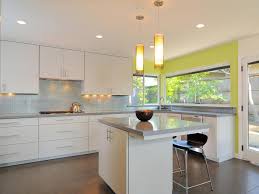 white kitchen with pendant lights