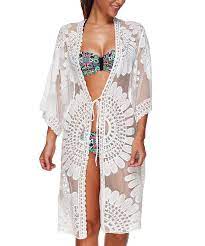 Women Beach Cover Up Swimsuit Floral Cardigan Beachwear Oversized Bathing Suit Swimwear White Ca182owqo0c Women Lace Blouse Clothes For Women Casual Skirt Outfits