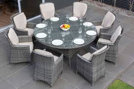 Simple Round Dining Table For 8 Ireland Wicker Dining Set Outdoor Dining Outdoor Dining Room