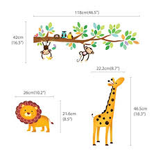 Decowall Dw 1402 Little Monkeys Tree And Animals Height